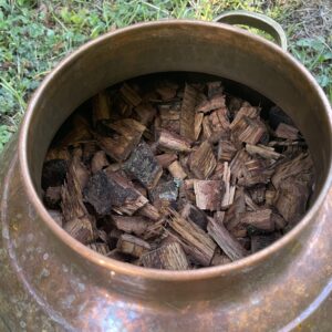 Choped Oak Bark in the Alembic Still